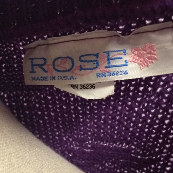 SOLD VTG ‘80s Purple and Silver Metallic Sweater - Picture 4 of 5